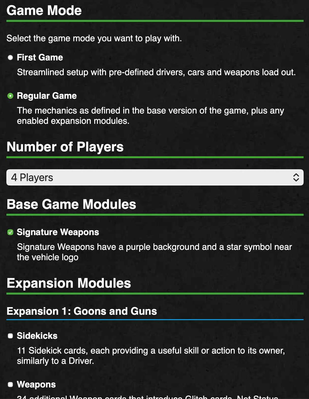 Dynamic Death Roads Rulebook